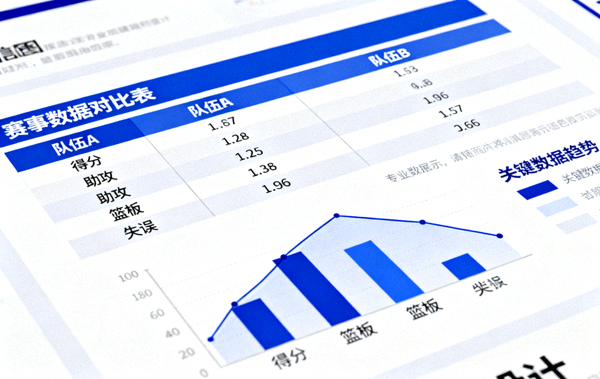 赛事分析场景中统计表格与比赛数据对比的展示画面